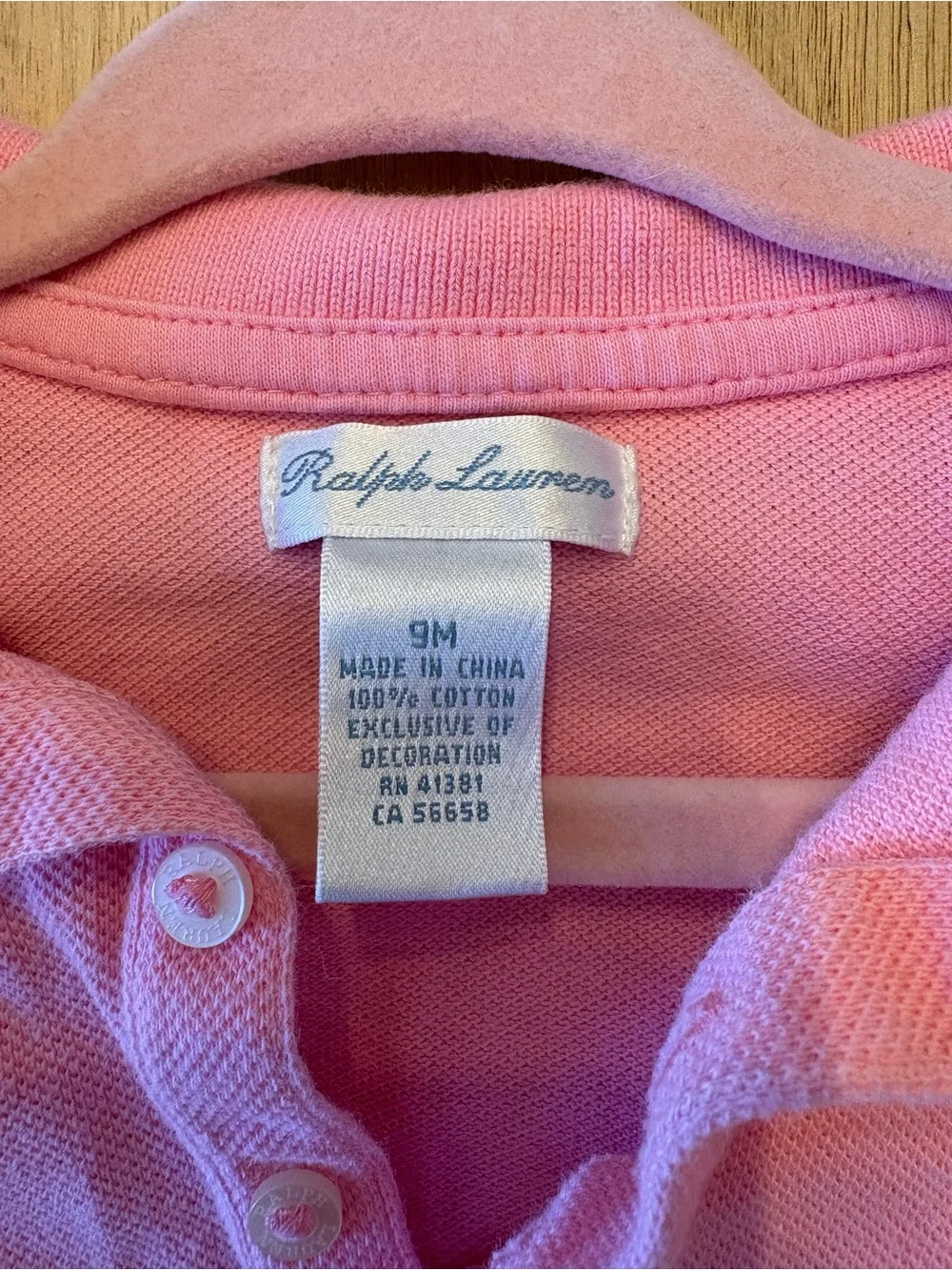 Ralph Lauren Pink Polo Dress with Ruffle Trim Baby Girls 9 Months